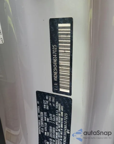 2022 Kia Carnival Sx Prestige z USA, uszkodzony, nr VIN KNDNE5H34N6147025